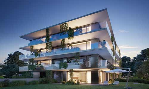 Architecture immeuble d’habitation à Nyon, Suisse